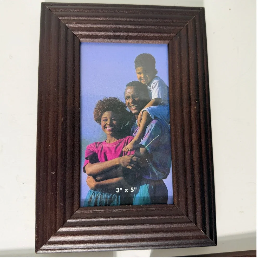 Melannco Wood Picture Frame Set 3x5 2x3 Brown Traditional Home Decor 3 Piece Set